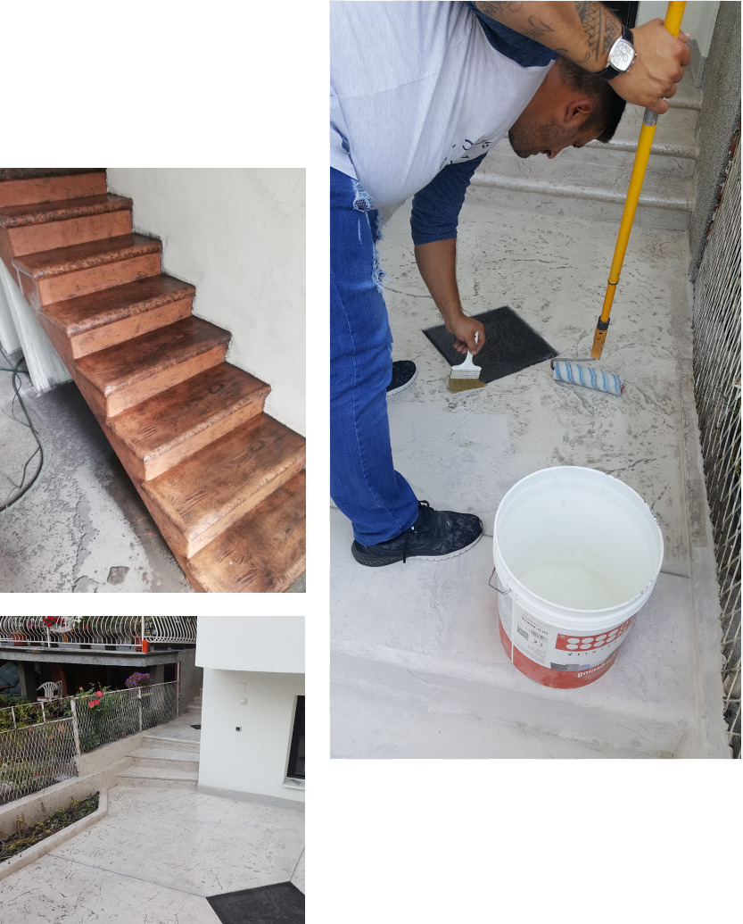 Stamped Stairs - Safe and elegant stairs with anti-slip surface and decorative patterns. Weather resistant, ideal for exterior and interior staircases with long-lasting aesthetic effect.